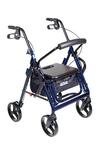 Drive, Duet Dual Function Transport Wheelchair Rollator Rolling Walker, Blue